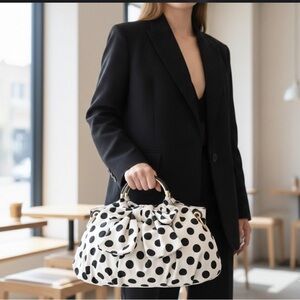 Lulu Guinness Glossy Black Bag with Gold Details